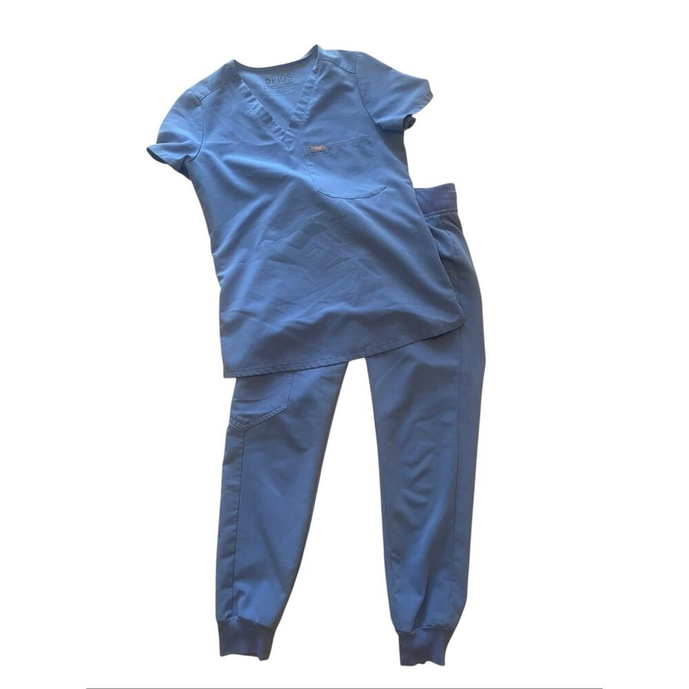 Figs Technical Collection Blue Top Jogger Pant Set Women’s Sz XXS Medical Scrubs